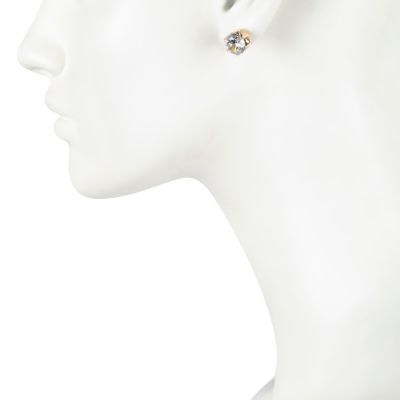 Gold tone large diamond stud earrings
